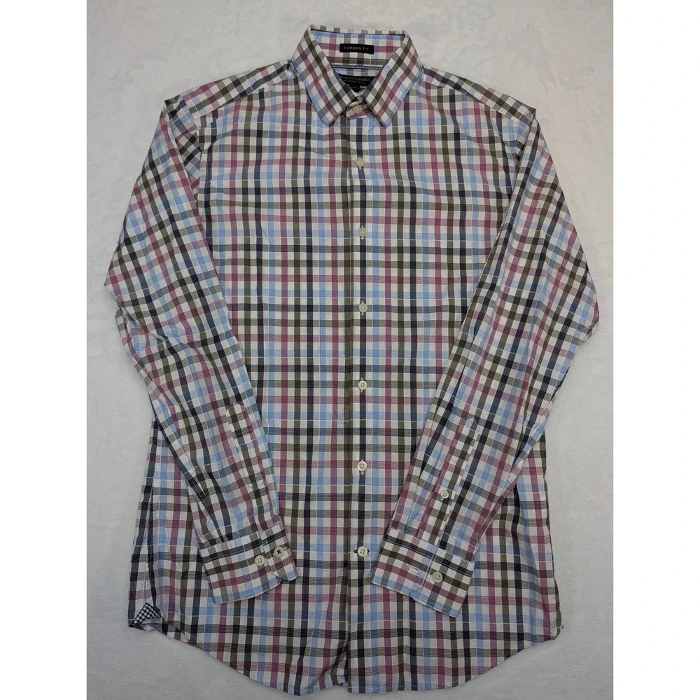 Banana Republic Camden Fit Mens S‎ Plaid Long Sleeve Button Down Shirt Cotton